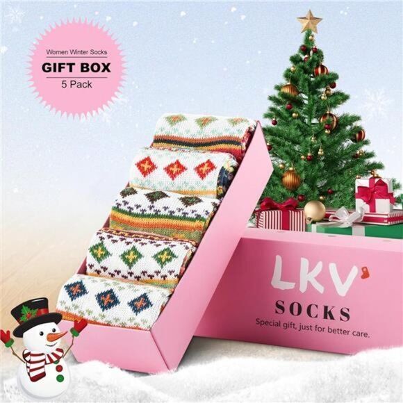 Womens Winter Socks Gift Box Thick Wool Socks Soft Warm‎ Christmas Gift Ladies - Picture 3 of 14